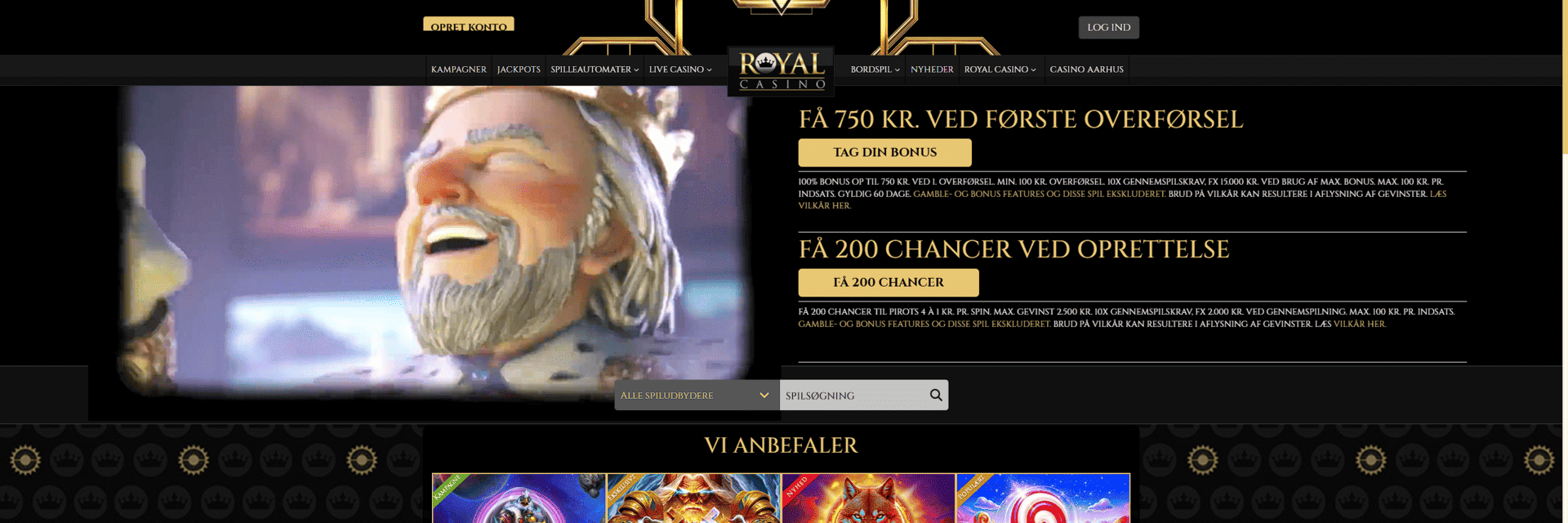 Screenshot van de RoyalCasino-website